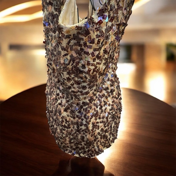 Carlisle Gold and Brown Sequin Women's Blouse - Picture 5 of 6